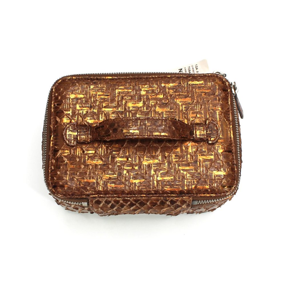CHANEL Copper Python Snakeskin Jewelry Travel Tote Removable Pouch RARE NEW - Picture 6 of 12